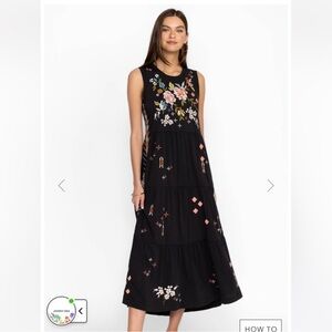 New NWT Johnny Was Ceretti Tiered Maxi Tank Dress 1X Floral Black cotton